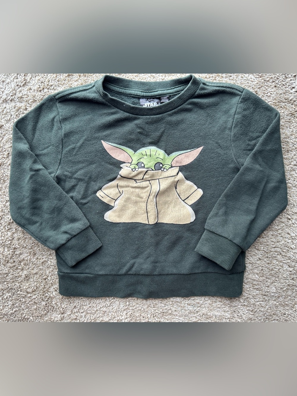 Star Wars Grogu Baby Yoda Toddler Boys Fleece Sweatshirt Green Size 3T